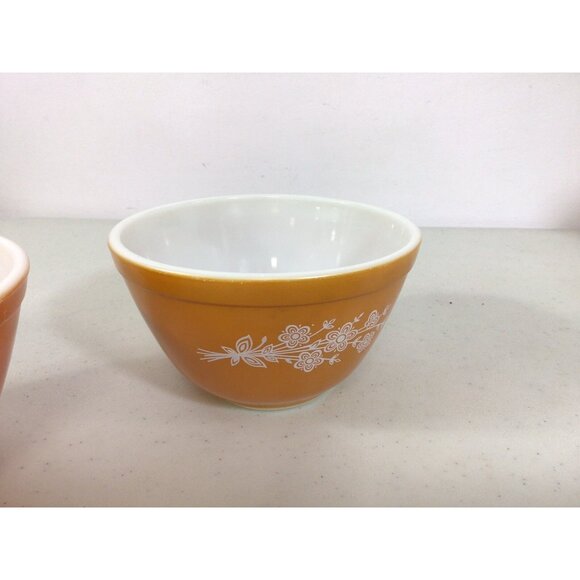 Pyrex Vintage Autumn Harvest Wheat Nesting Bowls Set of 2 - Picture 8 of 8